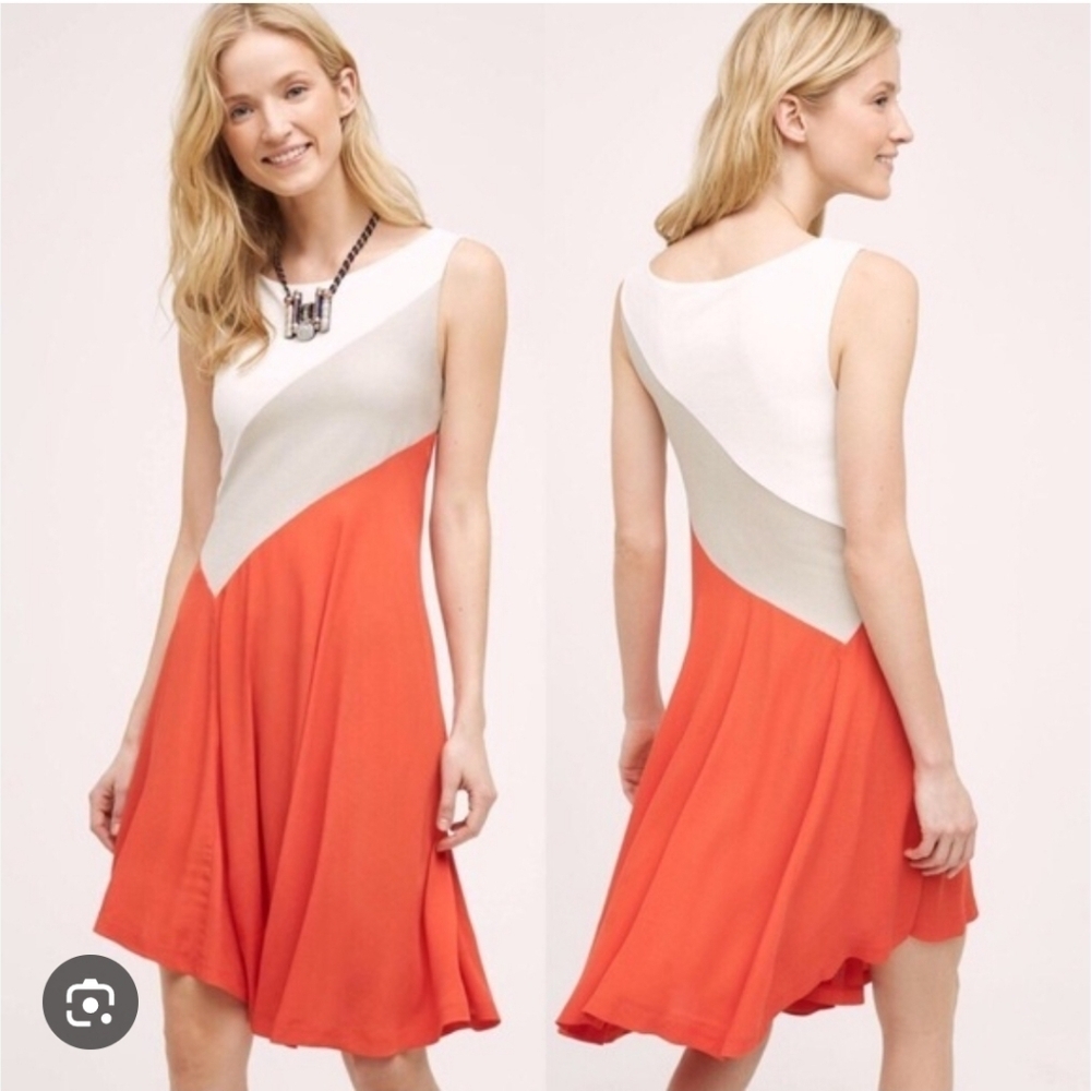 Anthropologie X Maeve Color Block Asymmetrical Dress